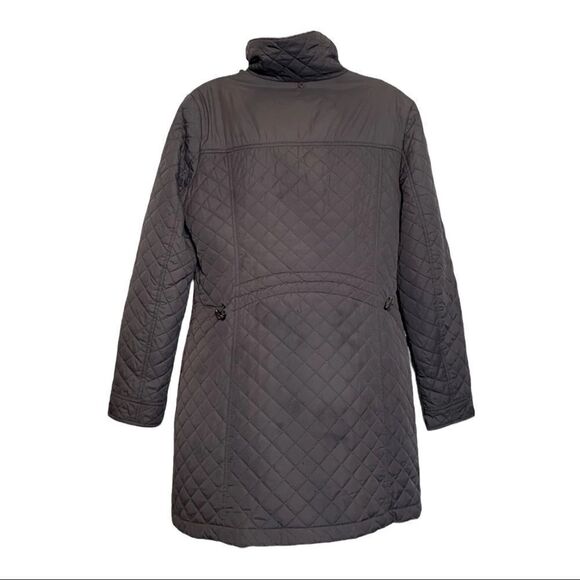 STEVE Madden Quilted Coat Gray Leopard Lining Zip Knee Length Womens M - Picture 3 of 9